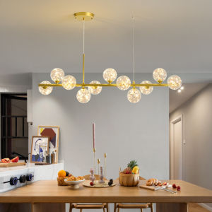 Modern Design Simple 100CM Chandelier Glass Magic Bean Chandelier Nordic Style Design Restaurant Chandelier Long Creative Bar Lamp Lighting Three Colors With Remote Control