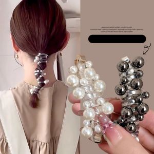 Pearl Telephone Line Hair Rope Ponytail Rubber Band Headband Girls Ponytail Decoration Simple