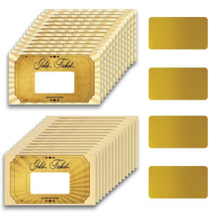 20 pcs Gold Scratch off Cards Stickers Blank Gift DIY Coupon Tickets for Small Business Holiday Bridal Shower Party Supply