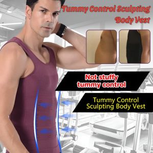 Tummy Control Sculpting Body Vest Men Slimming Body Shapewear Tummy-Tightening Knitted Vest