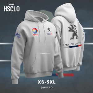 Hoodie Sweater Jumper HSCLO MOBIL PEUGEOT SPORT WHITE & Bahan Fleece Jaket Lengan Panjang Ukuran Jumbo