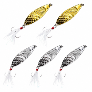 Hopeblaze Viper Spoon Lures Metal High Reflection Scale Bait Single&Feather Treble Hook Fresh Salt Water Trout Bass Pike Lure