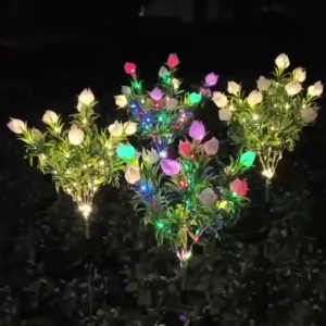 Solar Gardenia Flower Light IP65 Waterproof Outdoor LED Landscape Lamp for Garden Lawn Cemetery Christmas Halloween
