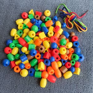 Oldlaiben ลูกปัดสีรุ้ง 50/100ชิ้น การฝึกสมาธิ มือเด็ก รูปทรงเรขาคณิต ของเล่นเพื่อการศึกษา ของเล่นเด็ก