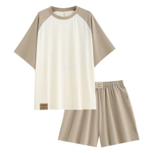 yuenei | Bộ đồ ngủ cotton mùa hè cho nữ Bộ đồ mặc nhà tay ngắn quần ngắn thường ngày nhẹ thoải mái thoáng khí