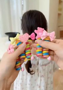 Korean Coil Hair Tie Kids Girl Ponytail Hair Rope Fashion Scrunchies Japanese Braided Telephone Cord Hair Ring