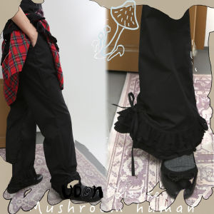Summer Bell Bottoms with Ruffle Design Versatile for Girls Drawstring Japanese Style Cotton Casual Pants Original Style