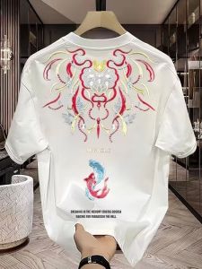 Áo Thun Cotton Tay Ngắn Mùa Hè 2025 Phong Cách Mới in Họa Tiết Dân Tộc Thời Trang Nam Đa Năng Áo Thun Cotton Nguyên Chất