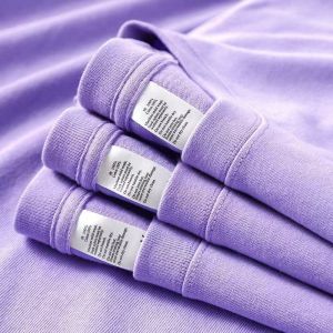 300G Heavy Weight Combed Cotton Xinjiang Pure Cotton Half Sleeve T-shirt Men and Women Simple Pure Color Light Purple round Neck Short Sleeve Shirt