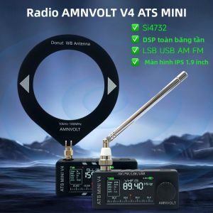 Máy Thu Sóng Vô Tuyến AMNVOLT V4 ATS MINI SI4732 DSP - FM AM SSB LSB USB Tích Hợp Bộ Khuếch Đại Tai Nghe Hi-Z Máy Thu Sóng Di Động Đa Băng Tần