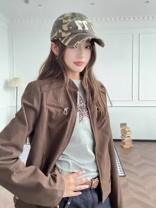 CHANT2nd | American Short Retro Brown Stand Collar Jacket Autumn