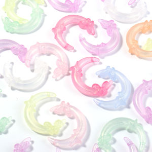 10pcs/lot Moon Shape Butterfly Stars Acrylic Beads Mixed Color Loose Spacer Bead For DIY Jewelry Making Phone Chain Findings