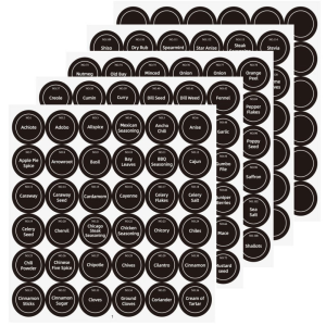 180PCS Spice Jar Labels Waterproof Printed Stickers Kitchen Bottle Spice Storage Round Pantry Label
