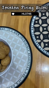 MGHL0746 Tatakan Piring Bulat Bahan Diatomite Alas Makan Motif Estetik Anti Panas Dan Anti Air