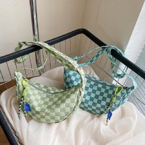 Túi Đeo Chéo Họa Tiết Sọc CaroDây đeo vai có thể điều chỉnh mới cho mùa hè 2022(không có phụ kiện)