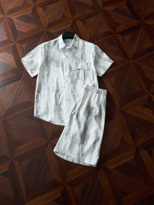 ZHUOCAN | Ice Silk Dyeing Breathable Two-piece Set Shirt Shorts