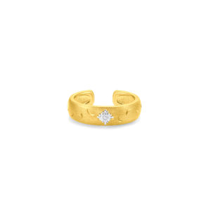 Inlay Gold Engraving Adjustable Silver Ring