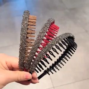 Bando Korea Sirkam Sisir Manik Kain Bludru Halus Elastis Gaya Elegant Fashion Aksesoris Rambut