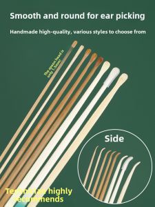 Premium Bamboo Ear Spoon Professional Ear Cleaning Tool with Wooden Handle Small Head Fine Coal Bamboo Doll for Ear Wax Removal