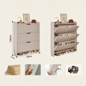Slim Home Entry Storage Cabinet Wall-mounted Narrow Flip-down Shoe Rack