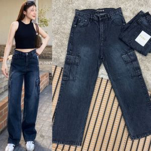 💥รับเปลี่ยนไซส์💥กางเกงยีนส์คาโก้ สีมิดไนท์ กระบอกกลาง ทรงสวยผ้าดีมากเอว25-40