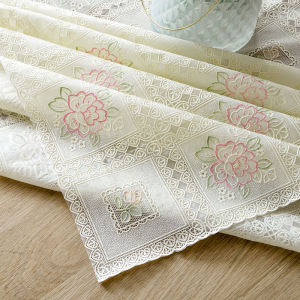 ผ้าปูโต๊ะสไตล์ยุโรปทรงสี่เหลี่ยมยาวกันน้ํากันน้ํา ดูแลรักษาง่าย ไร้การล้าง ลูกไม้ ผ้าสําหรับโต๊ะรับประทานอาหารหรือโต๊ะกาแฟ