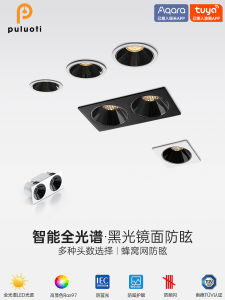 Puluoti Embedded Downlight 75 Holes Living Room No Main Light Deep Cup Anti Glare Double Head Bold Grille Spotlight Home Decor Lighting