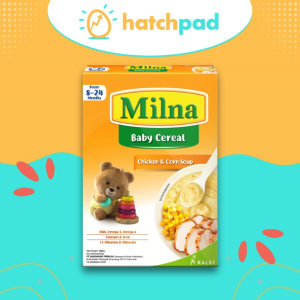 Milna Baby Cereal Chicken and Corn Soup with DHA Omega 3 6 High in Iron Calcium 15 Vitamins Minerals for 8-24 Months