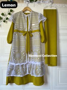 GAMIS ROMPI BRUKAT Set Hijab Pashmina Dress Crinkle Anak & Dewasa Terbaru 2024