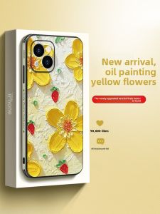 MASFEIL | Hoa tranh sơn dầu phù hợp với ốp điện thoại di động Apple 13 12 kết cấu da cao cấp Ốp bảo vệ iPhone11Promax max Người nổi tiếng Internet 11 mẫu silicone chống rơi toàn diện ip13Pro dành cho