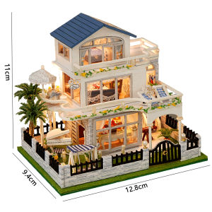 DIY Wooden Miniature Doll Houses Kits Handmade 3D Puzzle Assembly Building With Furniture Lights Dollhouses For Christmas Gift