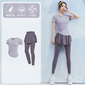 ชุดโยคะ ชุดออกกำลังกาย ชุดวิ่ง ชุดโยคะ Pilates แขนสั้น ชุดออกกำลังกายฤดูร้อนสำหรับผู้หญิง Vansydical TC58662