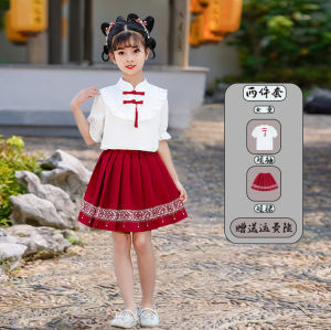 ชุดการแสดงร้องเพลงร่วมกันสำหรับเด็กและเยาวชน ชุดนักเรียนประถมศึกษา ชุดนักเรียนมัธยมปลาย สีแดง เผ่าพันธุ์จีน