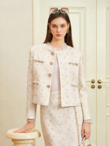BADINA | Áo Blazer Ngắn Elegance Với Khóa Rhinestone