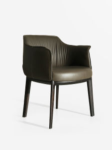 Archibald Designer High-End Top Layer Cowhide Italian Style Dining Chair Luxury Leather Rotatable Adult Furniture Home Decor