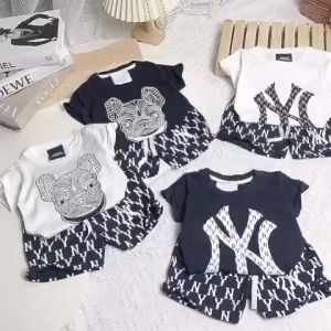 Đồ bộ cộc tay cho bé trai KANGMIN KIDS. Bộ quần áo hè bé trai bé gái Chất cotton xịn in chữ N/Y cho bé từ 6-24kg