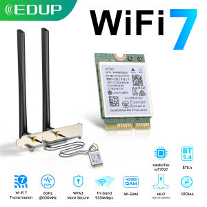 EDUP | EDUP MT7927 Pro WiFi 7 PCIe Adapter Tri Band 2 4G 5G 6GHz Up to 9334Mbps MLO 6dBi Antennas BT5 4 WPA3 for Linux Win11 Desktop PC