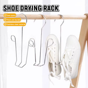 Talao Baete Shoes Drying Rack Stainless Steel Antiskid Shoe Hanger Double Hook Design Hanging Shoes Organizer Space Saving 1Pc