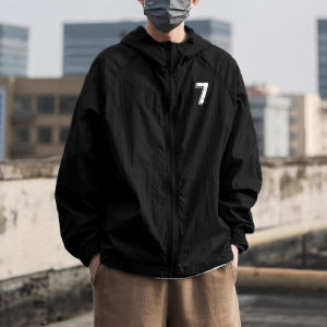 Ice Silk Mens Summer New Loose Lightweight Fashionable Sun Protection Clothing Hooded Outerwear Trendy Brand Zippers Decoration