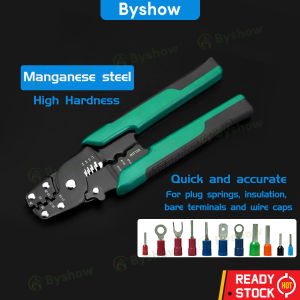 Byshow Wire Crimper Multi Function Tools Crimping Stripper Cutting Tools Range 0.25-2.5mm²Cable Lug Cable Link Crimper Tool Plier Terminals Crimpper Electrician Tools