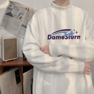 Áo Thun Lót Lông Cừu Dày Dài Tay Cổ Cao Ấm Áp Mùa Đông Cho Nam Áo Thun Cotton Polyester Thường Ngày Thời Trang Mùa Đông