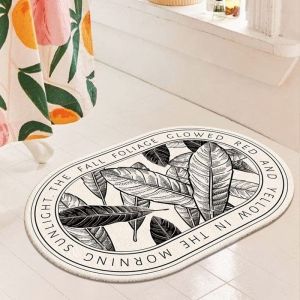 VIKAMA Retro Angel Elliptical Carpet Velvet Water Absorbent Shower Room Floor Mat Entrance Anti-Slip Door Mat Home Decoration
