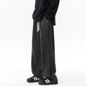 WUKONGYOUHUO | Vintage American Washed Loose Pants with Drape Men Casual Warm Trousers