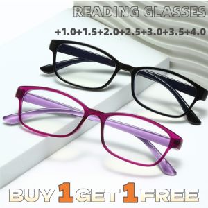 Elderly Rectangle Computer Glasses Ultra-Light Blue Light Blocking Eyeglasses Fashion Simple Eyewear Available in +100 ~ +400