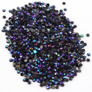Black AB 2mm3mm4mm Nail Art Resin Jelly Rhinestone Round Flatback For DIY Nail Art Accessories