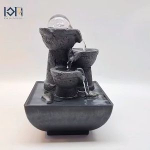 น้ำพุล้นตั้งโต๊ะ รุ่น3ชั้นขนาดเล็กมงคล9117 น้ำพุน้ำล้นแต่งบ้านสำเร็จรูป เสริมฮวงจุ้ย น้ำพุราคาถูก