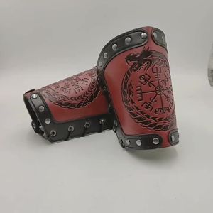 [YiNiu]1pc  Dragon Totem Roman Warrior Knight Gauntlet Wristband Leather Armor Steampunk Rivet Bandage Bracer