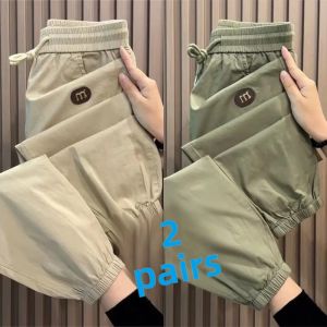 Ice Silk Quick Dry Thin Mens Summer Work Pants Loose Sports Casual Trousers Lightweight Breathable Comfortable Youth Style