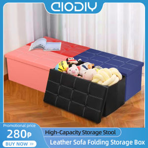 AIODIY Ottoman Storage Stool Foldable Sofa With Storage Box Leather Storage Benches Chair Box Organizer Footrest Seat Couple style BUY 1 TAKE 1