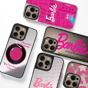 Pink Leopard Barbie Mirror  15 pro Phone Case Full Protection Background Record Girl Cartoon Acrylic Shell Compatible with 16 pro Max